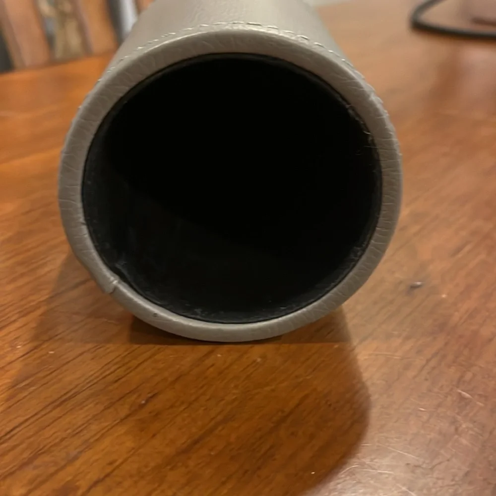 Pencil Pen Cup Holder Grey Gray Synthetic Leather